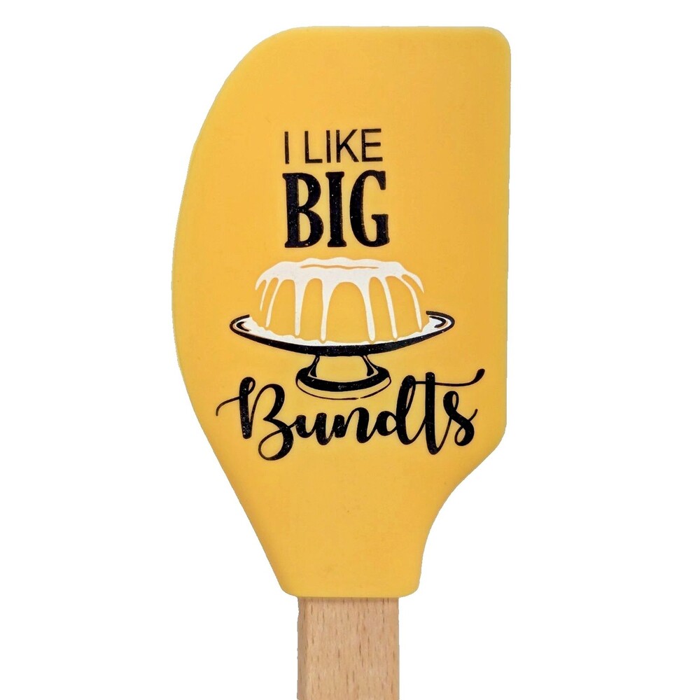 I Like Big Bundts Spatula Yellow Silicone Natural Wood Handle Measurements NWT